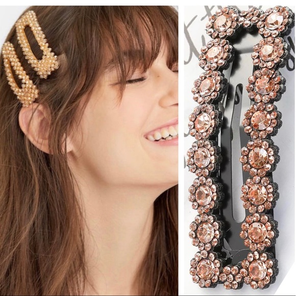 TRENDY SEXY HAIR CLIP BLACK WITH CHAMPAGNE STONES - Picture 3 of 8